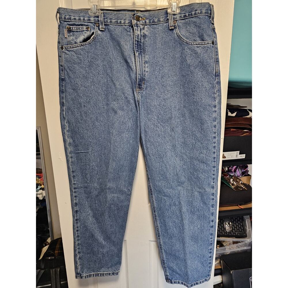 Carhartt Jeans Mens 42x30 Blue Relaxed Fit Straight Leg Dark Wash Denim